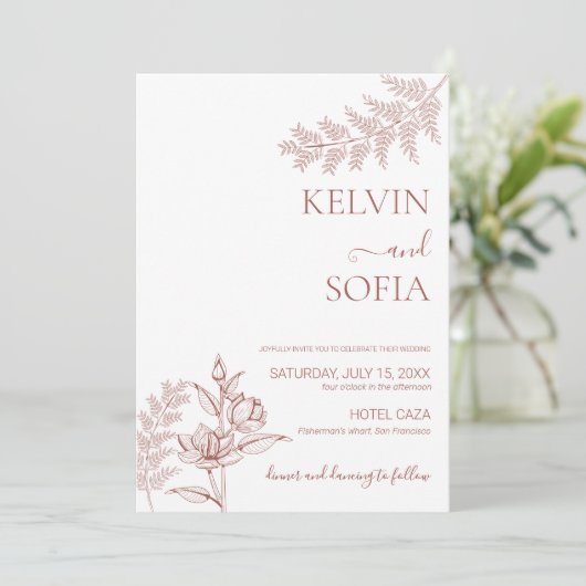 Wit bruiloft uitnodiging Weddenschap (Staand voorkant)