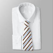 Wit, Bruin & Blauw Gestreept d2 Mannen Stropdas (Gebonden)