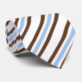 Wit, Bruin & Blauw Gestreept d2 Mannen Stropdas (Opgerold)