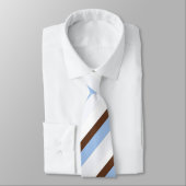 Wit, Bruin & Blauw Gestreepte Mannen Stropdas (Gebonden)