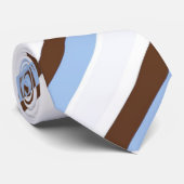 Wit, Bruin & Blauw Gestreepte Mannen Stropdas (Opgerold)