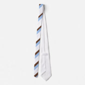 Wit, Bruin & Blauw Gestreepte Mannen Stropdas (Achterkant)