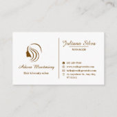 Wit & Bruin Eenvoudige Minimale Haar & Schoonheids Visitekaartje (Achterkant)