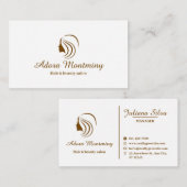 Wit & Bruin Eenvoudige Minimale Haar & Schoonheids Visitekaartje (Voorkant / Achterkant)