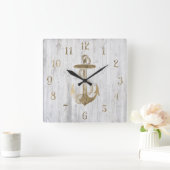 Wit bruin goudnautisch anker  wit hout vierkante klok (Huis)