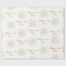 Wit Bruin Illustratief Typografisch Nieuwjaarsverp Cadeaupapier