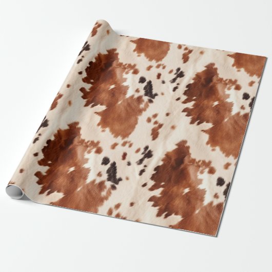 Wit bruin Koeienhuid Cadeaupapier (Uitgerold)