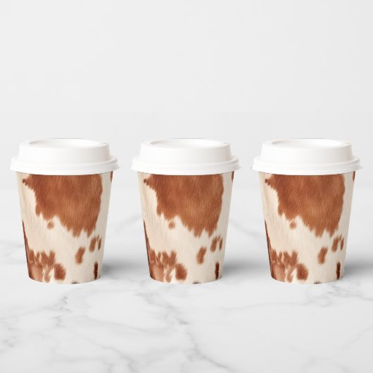 Wit Bruin Koeienhuid Dierenprint Papieren Bekers (Multi)