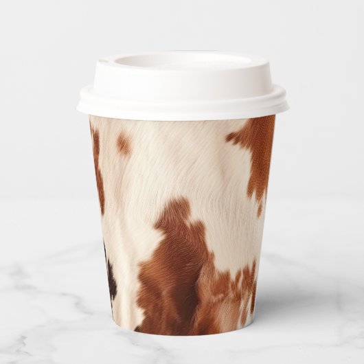 Wit Bruin Koeienhuid Dierenprint Papieren Bekers (Achterkant)