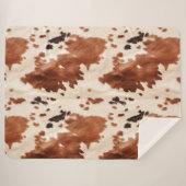 Wit Bruin Koeienhuid Dierenprint Sherpa Deken (Voorkant (horizontaal))