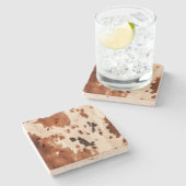 Wit bruin Koeienhuid Stenen Onderzetter (Zijkant)