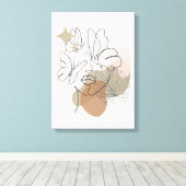 Wit Bruin Lijn Kunst Vrouw Canvas Afdruk (Insitu (Houten vloer))