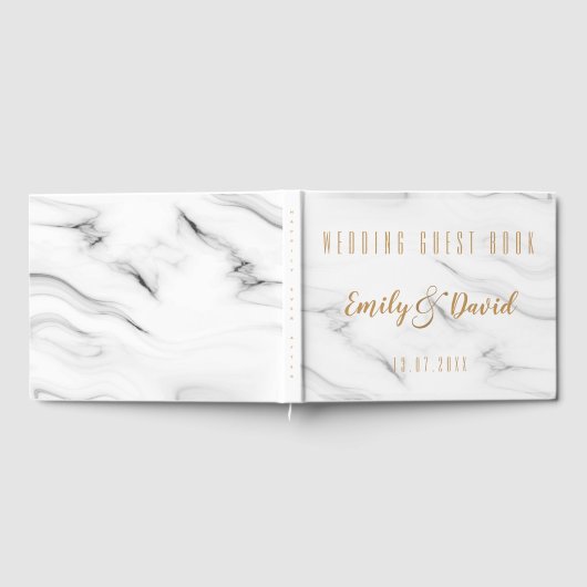  Wit Bruin Marmer Elegant Wedding Keepsake Gastenboek (Volledig)