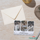 Wit & Bruin Minimalistische Foto Anniversay Kaart