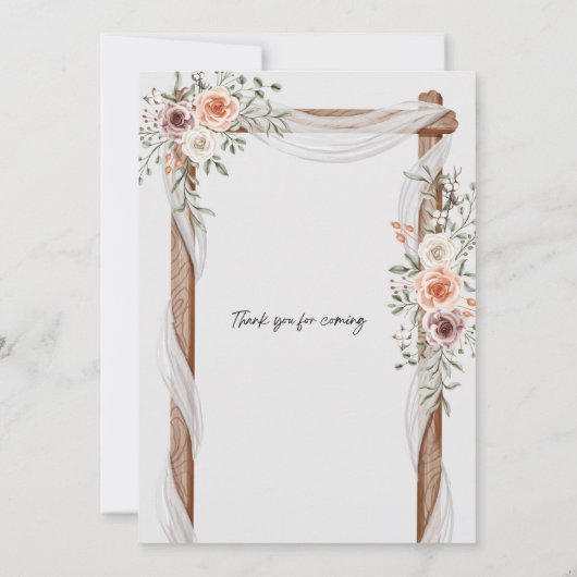 Wit Bruin Rustieke Bloemen Bruiloft Kaart (Achterkant)