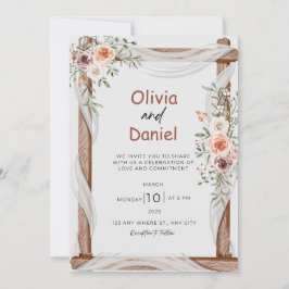 Wit Bruin Rustieke Bloemen Bruiloft Kaart