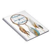 Wit Bruin Turquoise Droomvanger waterverf Notitieboek (Rechterzijde)