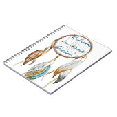Wit Bruin Turquoise Droomvanger waterverf Notitieboek (Linkerzijde)