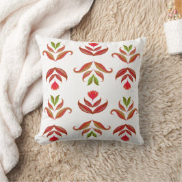 Wit & Bruin Volkskunst Bloemen Elegant Knus Landel Kussen