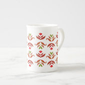 Wit & Bruin Volkskunst Bloemen Elegant Knus Landel Porselein Kop (Voorkant rechts)