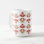 Wit & Bruine Folk Art Bloemrijke Elegante Rustieke Koffiemok (Voorkant links)