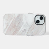 Wit Bruine Marmer iPhone 15 Case (Achterkant horizontaal)
