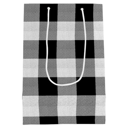 Wit Buffalo Label Plaid Zwart en Wit ID603 Medium Cadeauzakje (Achterkant)