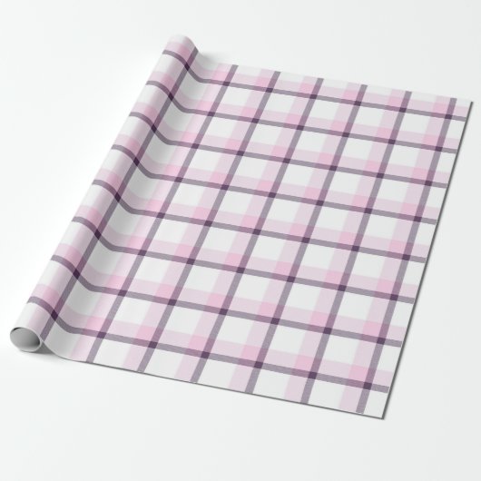 wit Buffalo Plaid Inpakpapier (Uitgerold)