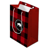 Wit Buffel Label Plaid Rood en Zwart ID603 Medium Cadeauzakje (Voorkant Gekanteld)