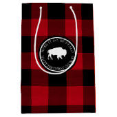 Wit Buffel Label Plaid Rood en Zwart ID603 Medium Cadeauzakje (Voorkant)