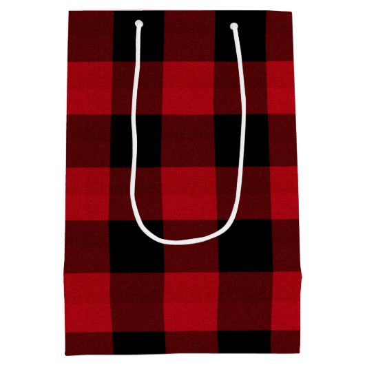 Wit Buffel Label Plaid Rood en Zwart ID603 Medium Cadeauzakje (Achterkant)