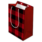 Wit Buffel Label Plaid Rood en Zwart ID603 Medium Cadeauzakje (Achterkant Gekanteld)