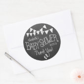 Wit Bunting en wit krijtbord Baby shower Ronde Sticker (Envelop)