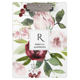 WIT-BURGUNDY PROTEA FLORAL KLEMBORD