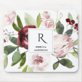  WIT-BURGUNDY PROTEA FLORAL MUISMAT (Voorkant)