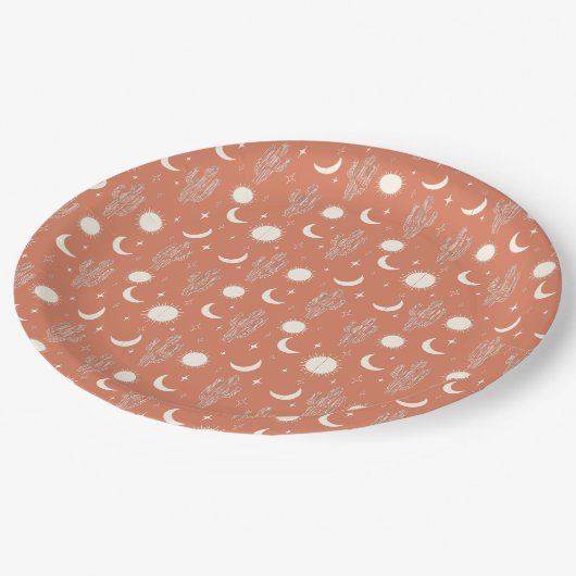 Wit Cactus Patroon Papieren Bordje (Gekanteld)