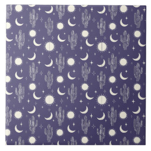 Wit Cactus Patroon Tegeltje