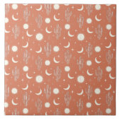 Wit Cactus Patroon Tegeltje (Voorkant)