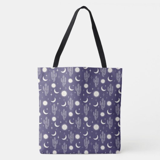 Wit Cactus Patroon Tote Bag (Voorkant)