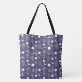 Wit Cactus Patroon Tote Bag (Achterkant)