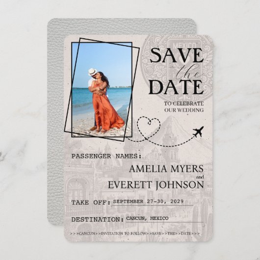 Wit Cancun paspoort Bewaar de datum Save The Date (Voorkant / Achterkant)