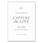 Wit | Capture the Love Bruiloft Tafelkaart Kaart (Achterkant)