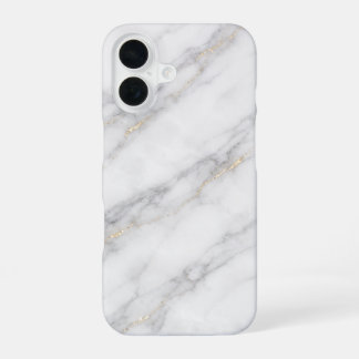 Wit Carrara-marmer met champagnegouden aders iPhone 16 Hoesje