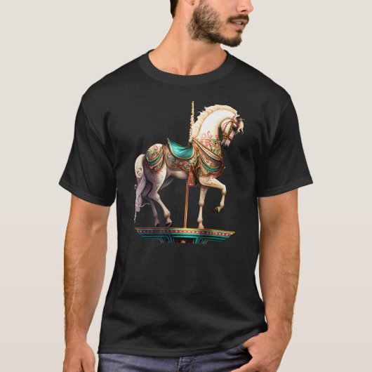 Wit Carrousel Paard T-shirt (Voorkant)