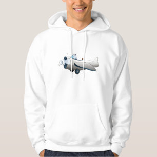 Wit Cartoon Propeller Vliegtuig Retro Stijl Vintag Hoodie