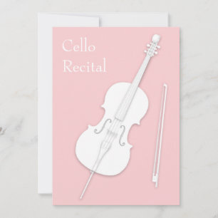 Wit cello & boog muziek recital concert roze rood kaart