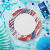 Wit Centrum met Abstract Waterverf Vlagpatroon Papieren Bordje (Feest)