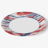 Wit Centrum met Abstract Waterverf Vlagpatroon Papieren Bordje (Gekanteld)