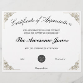 Wit certificaat van waardebepaling met aangepaste 