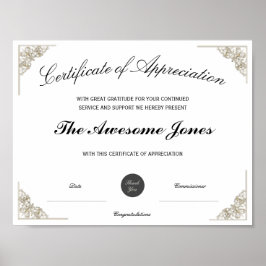 Wit Certificaat van Waardering Aangepast Logo Poster